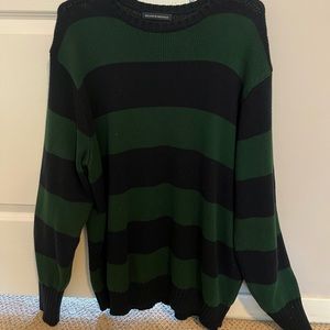 Brandy Melville green and navy blue striped sweater.